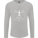 Vitruvian Skeleton Halloween Skull Funny Mens Long Sleeve T-Shirt Sports Grey