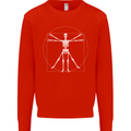 Vitruvian Skeleton Halloween Skull Funny Mens Sweatshirt Jumper Bright Red