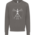 Vitruvian Skeleton Halloween Skull Funny Mens Sweatshirt Jumper Charcoal