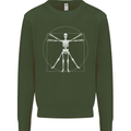 Vitruvian Skeleton Halloween Skull Funny Mens Sweatshirt Jumper Forest Green