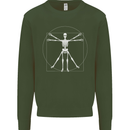 Vitruvian Skeleton Halloween Skull Funny Mens Sweatshirt Jumper Forest Green
