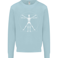 Vitruvian Skeleton Halloween Skull Funny Mens Sweatshirt Jumper Light Blue