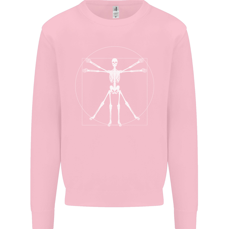 Vitruvian Skeleton Halloween Skull Funny Mens Sweatshirt Jumper Light Pink