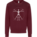 Vitruvian Skeleton Halloween Skull Funny Mens Sweatshirt Jumper Maroon