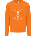 Vitruvian Skeleton Halloween Skull Funny Mens Sweatshirt Jumper Orange