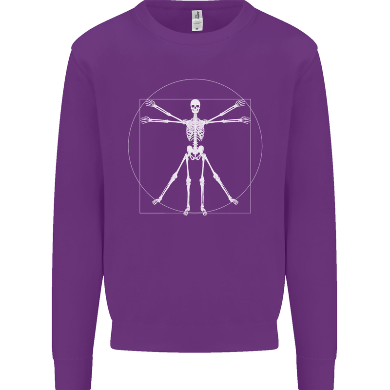 Vitruvian Skeleton Halloween Skull Funny Mens Sweatshirt Jumper Purple