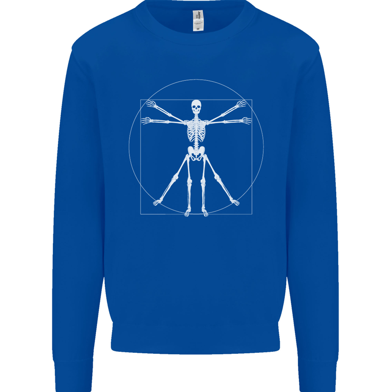Vitruvian Skeleton Halloween Skull Funny Mens Sweatshirt Jumper Royal Blue