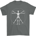 Vitruvian Skeleton Halloween Skull Funny Mens T-Shirt Cotton Gildan Charcoal