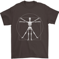 Vitruvian Skeleton Halloween Skull Funny Mens T-Shirt Cotton Gildan Dark Chocolate
