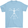 Vitruvian Skeleton Halloween Skull Funny Mens T-Shirt Cotton Gildan Light Blue