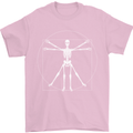 Vitruvian Skeleton Halloween Skull Funny Mens T-Shirt Cotton Gildan Light Pink