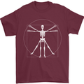 Vitruvian Skeleton Halloween Skull Funny Mens T-Shirt Cotton Gildan Maroon