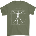 Vitruvian Skeleton Halloween Skull Funny Mens T-Shirt Cotton Gildan Military Green