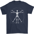 Vitruvian Skeleton Halloween Skull Funny Mens T-Shirt Cotton Gildan Navy Blue