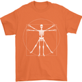Vitruvian Skeleton Halloween Skull Funny Mens T-Shirt Cotton Gildan Orange