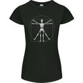 Vitruvian Skeleton Halloween Skull Funny Womens Petite Cut T-Shirt Black