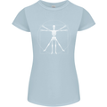 Vitruvian Skeleton Halloween Skull Funny Womens Petite Cut T-Shirt Light Blue