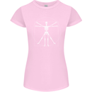 Vitruvian Skeleton Halloween Skull Funny Womens Petite Cut T-Shirt Light Pink