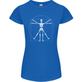 Vitruvian Skeleton Halloween Skull Funny Womens Petite Cut T-Shirt Royal Blue