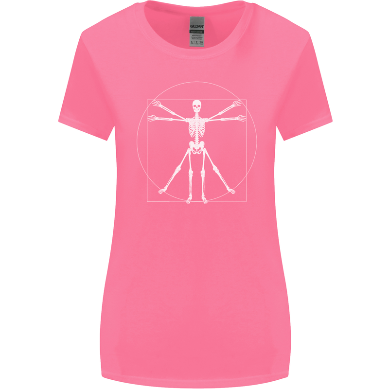Vitruvian Skeleton Halloween Skull Funny Womens Wider Cut T-Shirt Azalea