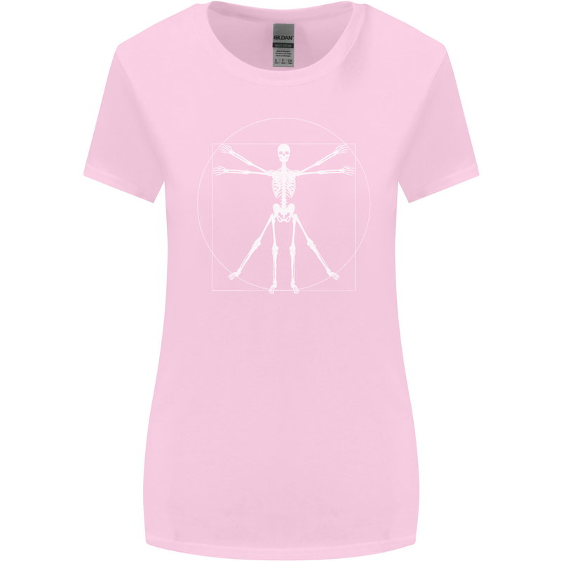 Vitruvian Skeleton Halloween Skull Funny Womens Wider Cut T-Shirt Light Pink