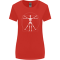 Vitruvian Skeleton Halloween Skull Funny Womens Wider Cut T-Shirt Red