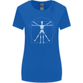 Vitruvian Skeleton Halloween Skull Funny Womens Wider Cut T-Shirt Royal Blue
