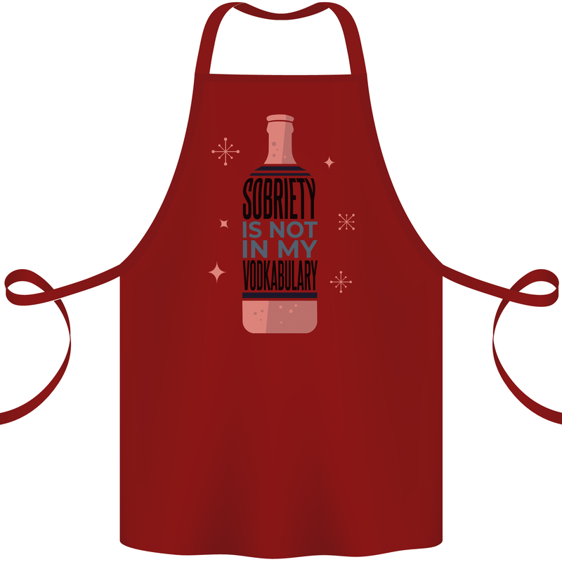 Vodka Sobriety Vodkabulary Alcohol Cotton Apron 100% Organic Maroon