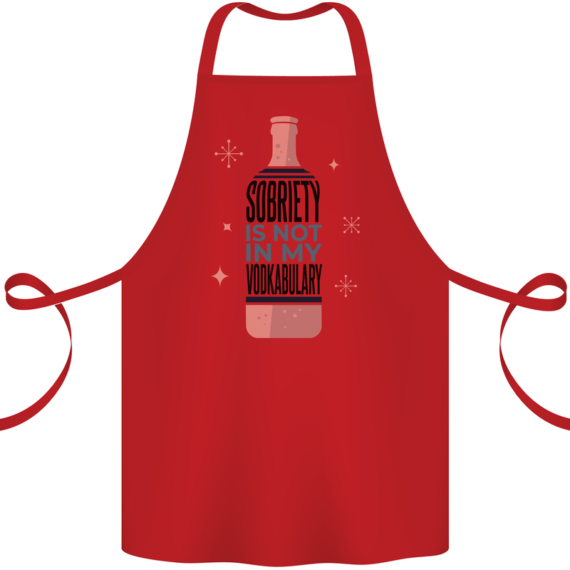 Vodka Sobriety Vodkabulary Alcohol Cotton Apron 100% Organic Red