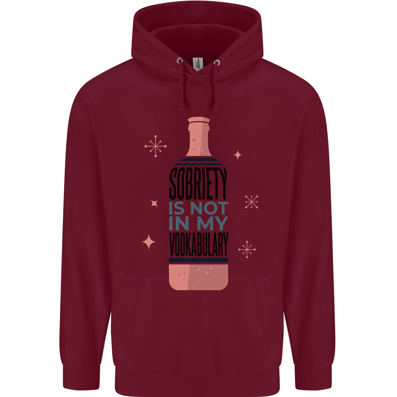 Vodka Sobriety Vodkabulary Alcohol Mens 80% Cotton Hoodie Maroon