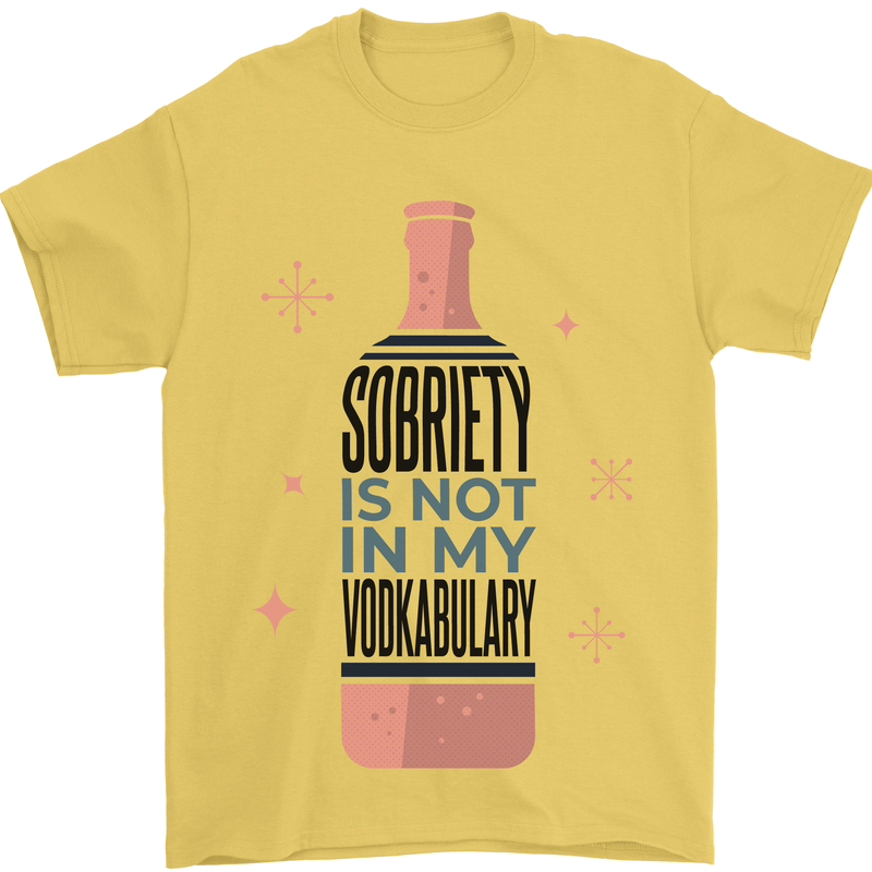 Vodka Sobriety Vodkabulary Alcohol Mens T-Shirt Cotton Gildan Yellow