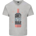 Vodka Sobriety Vodkabulary Alcohol Mens V-Neck Cotton T-Shirt Sports Grey