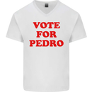 Vote For Pedro Mens V-Neck Cotton T-Shirt White
