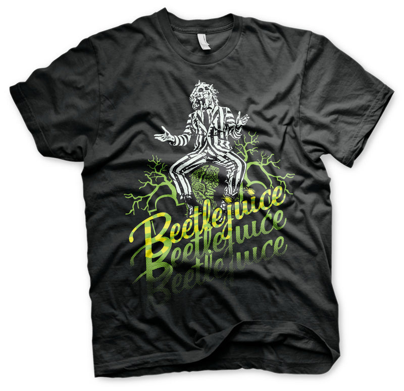 Beetlejuice mens black film t-shirt halloween ghosts haunting movie tee