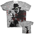 Freddy Krueger a nightmare on elm street allover print multi coloured men's t-shirt film tee horror movie series franchise