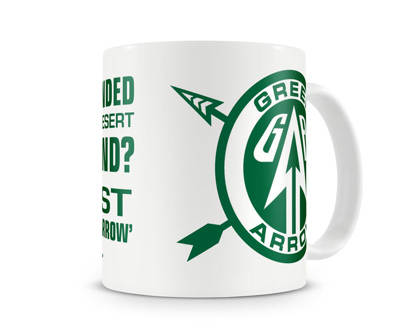 Green Arrow tv series cartoon character superhero DC comic white coffee mug cup