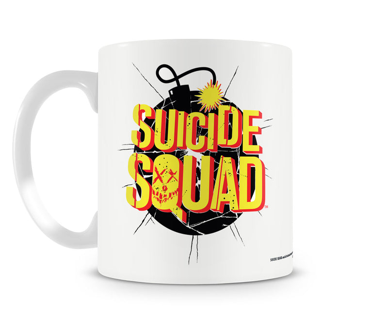 Suicide squad bomb logo white DC comics film coffee mug cup