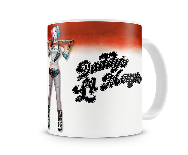 Daddy's lil monster DC white film superhero character coffee mug