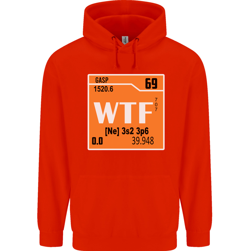 WTF Periodic Table Chemistry Geek Funny Mens 80% Cotton Hoodie Bright Red
