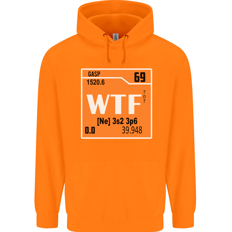 WTF Periodic Table Chemistry Geek Funny Mens 80% Cotton Hoodie Orange