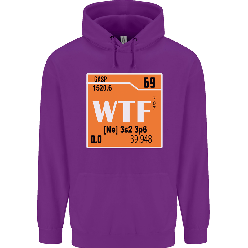 WTF Periodic Table Chemistry Geek Funny Mens 80% Cotton Hoodie Purple