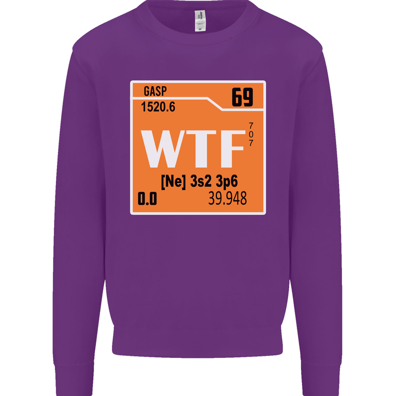 WTF Periodic Table Chemistry Geek Funny Mens Sweatshirt Jumper Purple