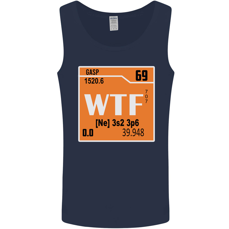 WTF Periodic Table Chemistry Geek Funny Mens Vest Tank Top Navy Blue