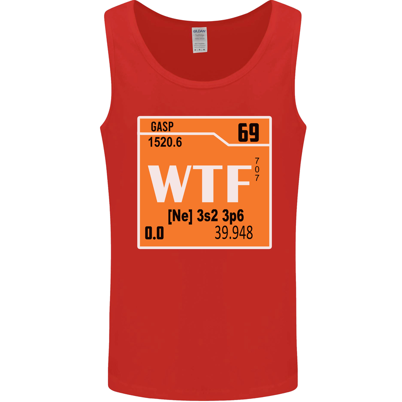 WTF Periodic Table Chemistry Geek Funny Mens Vest Tank Top Red