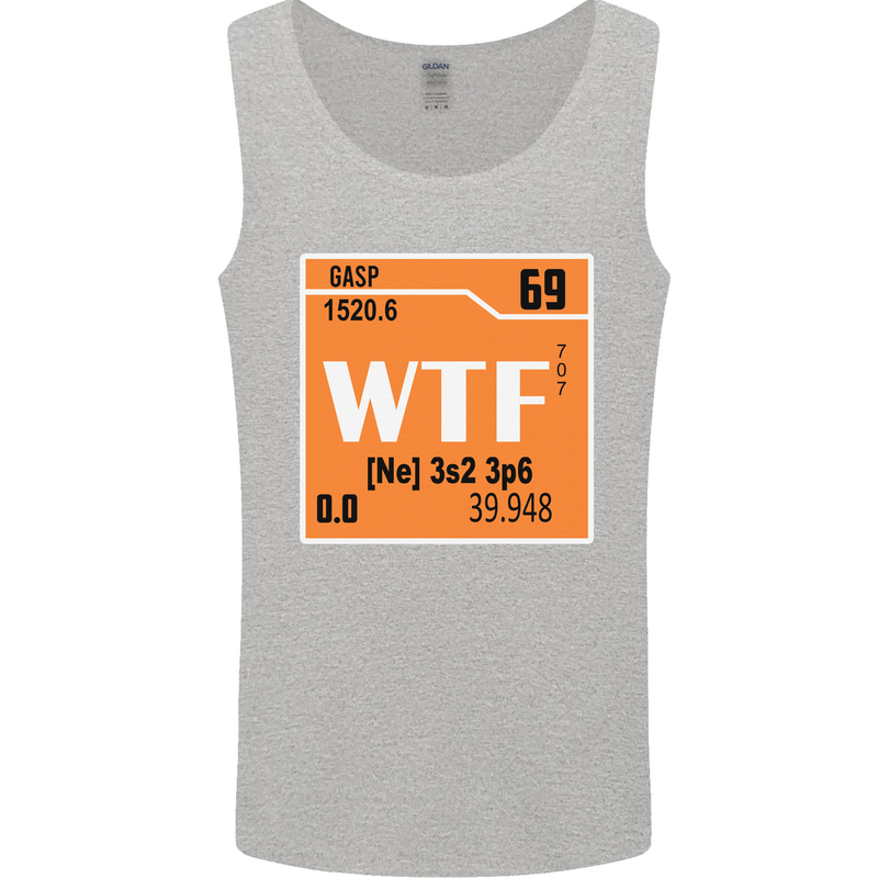 WTF Periodic Table Chemistry Geek Funny Mens Vest Tank Top Sports Grey