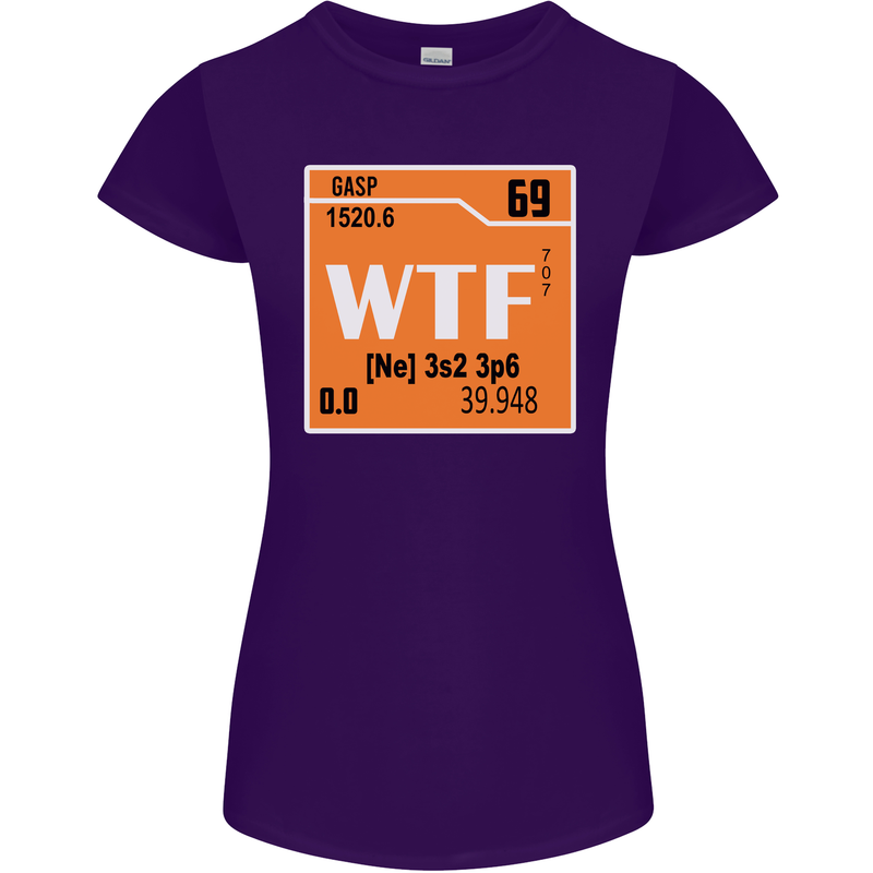 WTF Periodic Table Chemistry Geek Funny Womens Petite Cut T-Shirt Purple