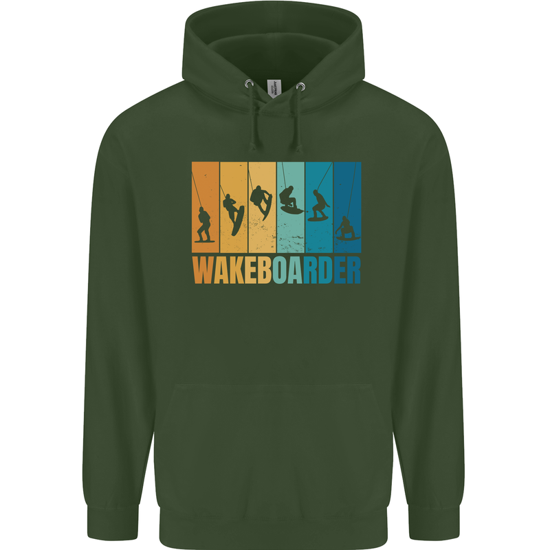 Wakeboarder Water Sports Wakeboarding Mens 80% Cotton Hoodie Forest Green