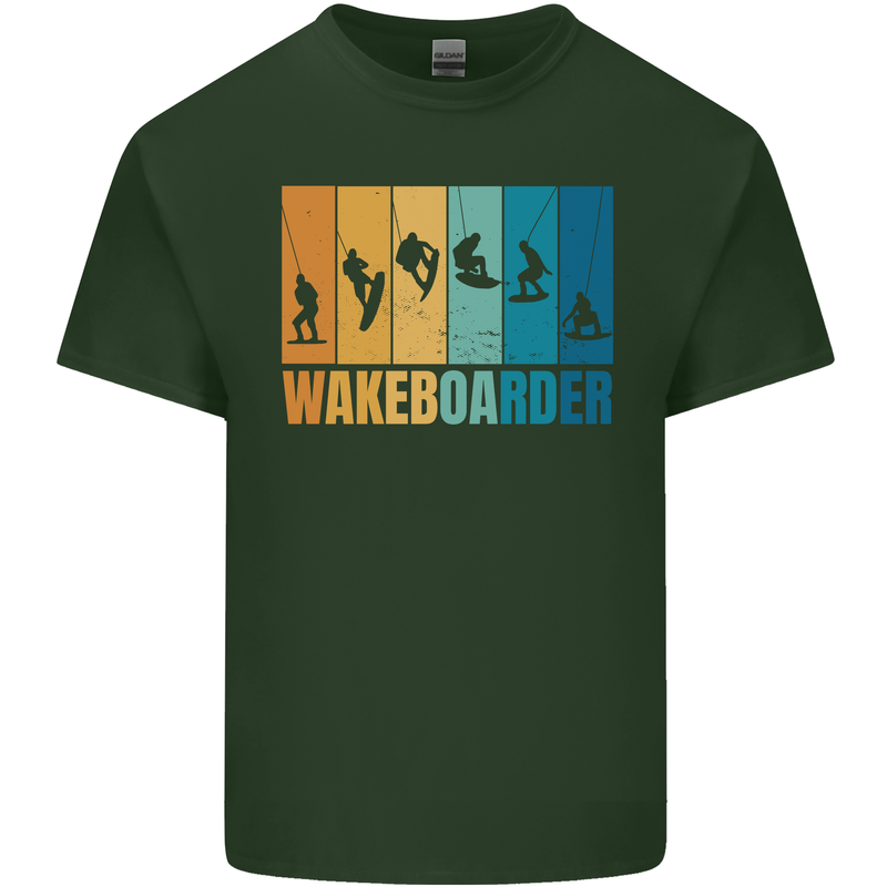 Wakeboarder Water Sports Wakeboarding Mens Cotton T-Shirt Tee Top Forest Green