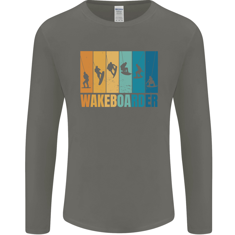Wakeboarder Water Sports Wakeboarding Mens Long Sleeve T-Shirt Charcoal