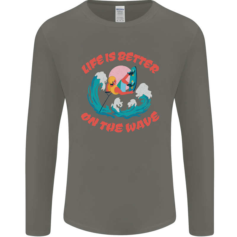 Wakeboarder Water Sports Wakeboarding Mens Long Sleeve T-Shirt Charcoal